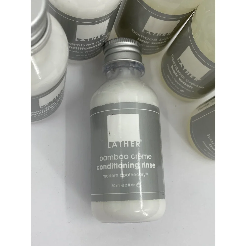 LATHER Bamboo Creme Hair Wash and Conditioning Rinse Set 6 Bottles 2oz